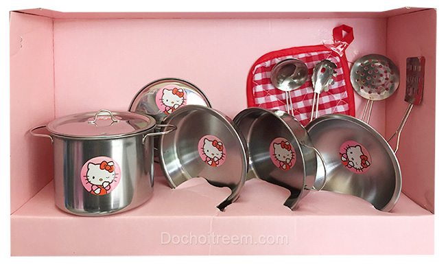 Bộ nấu ăn nồi niêu xong chảo inox Hello Kitty KT5 – Đồ chơi trẻ em – Shop đồ chơi trẻ em tphcm