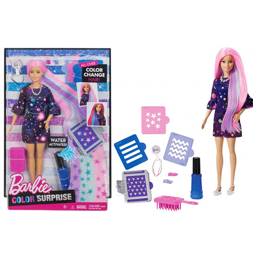 Bộ đồ chơi búp bê tóc cầu vồng lấp lánh đổi màu Barbie