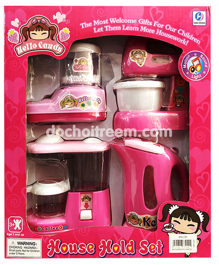 Bộ bếp 4 món máy xay sinh tố, máy trộn, máy pha cà phê, bình đun nước 858-135