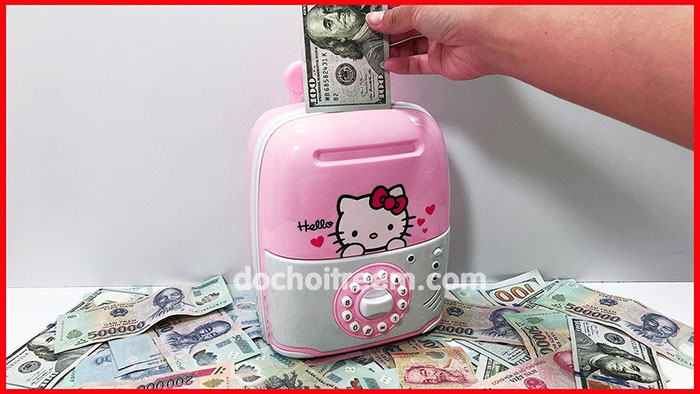 Két sắt mini hút tiền thông minh mẫu vali kéo Hello kitty 6688-5