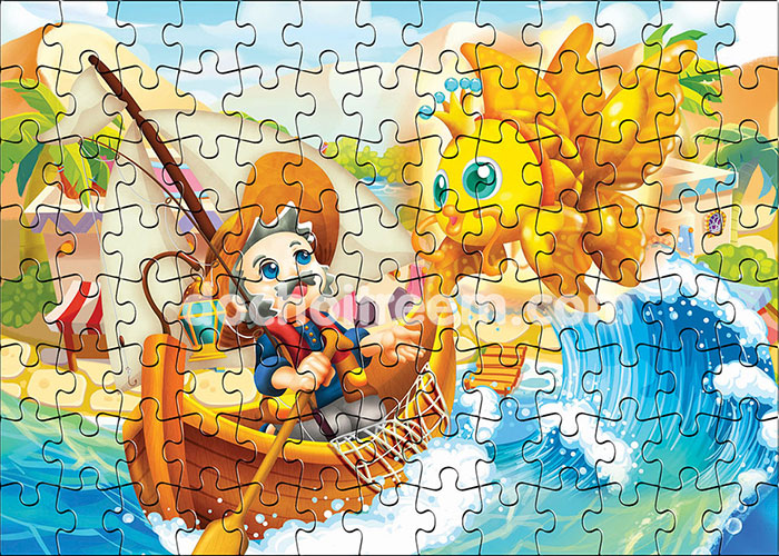Puzzle - Xếp hình ông lão đánh cá và con cá vàng WD3587