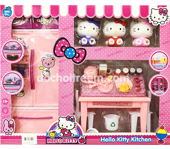 Tủ lạnh, bàn ghế thức ăn hello kitty X221D26