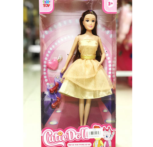 Búp bê thời trang dạ hội váy vàng 13968C