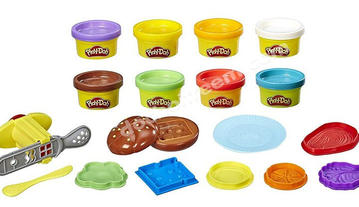 Bộ đồ chơi gồm 8 hủ đất nặn kèm rất nhiều khuôn