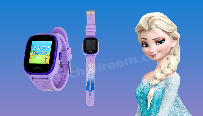 Đồng hồ thông minh trẻ em chống nước màu Tím có in hình Elsa