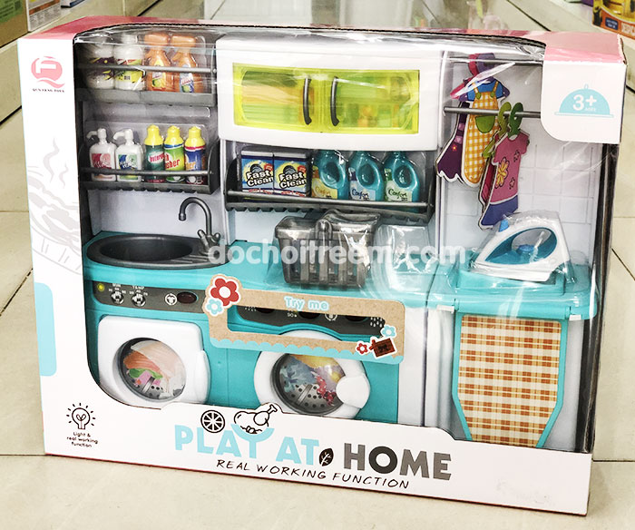 Bộ đồ chơi bồn rửa, máy giặt, kệ bàn ủi và đồ dùng