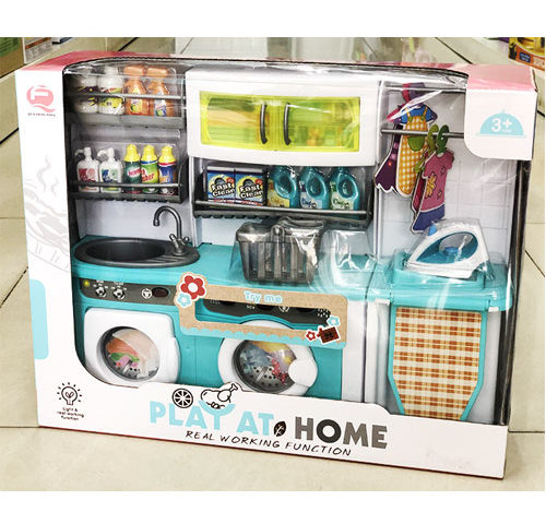 Bộ đồ chơi bồn rửa, máy giặt, kệ bàn ủi và đồ dùng