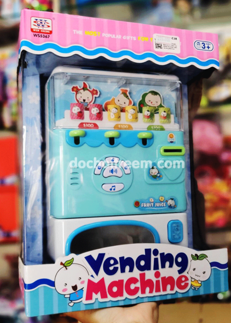 Máy bán nước ngọt màu xanh có pin