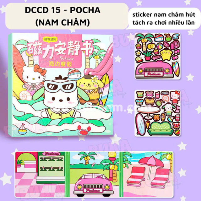 Đồ chơi sách dán sticker nam châm Pocha, tranh dán từ tính thủ công cho bé